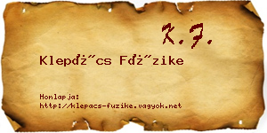 Klepács Füzike névjegykártya